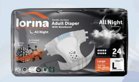 ЛОРІНА Олл Найт підгузники для дорослих L, 24 шт/уп